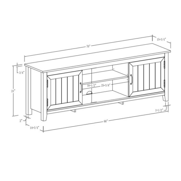 Furniture Company  70 in. Dark Walnut Composite TV Stand Fits TVs Up to 78 in. with Storage Doors - Image 3