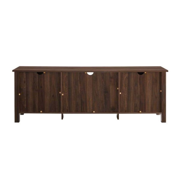 Furniture Company  70 in. Dark Walnut Composite TV Stand Fits TVs Up to 78 in. with Storage Doors - Image 6