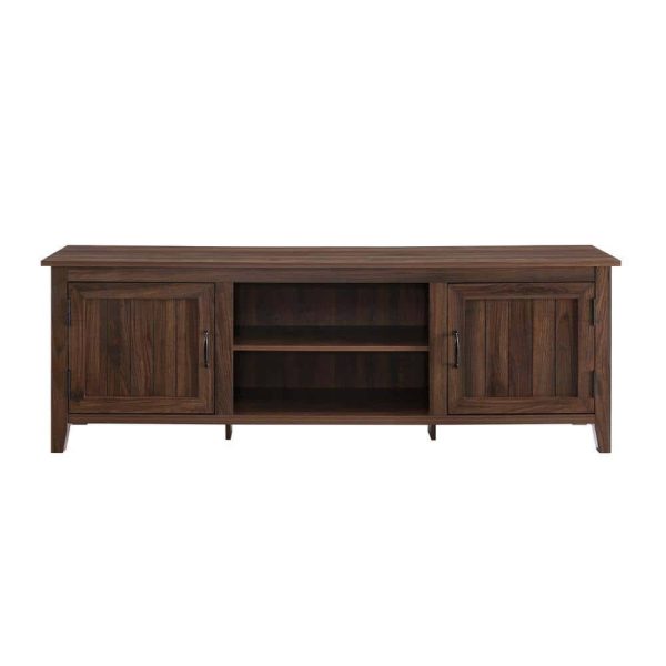 Furniture Company  70 in. Dark Walnut Composite TV Stand Fits TVs Up to 78 in. with Storage Doors - Image 7