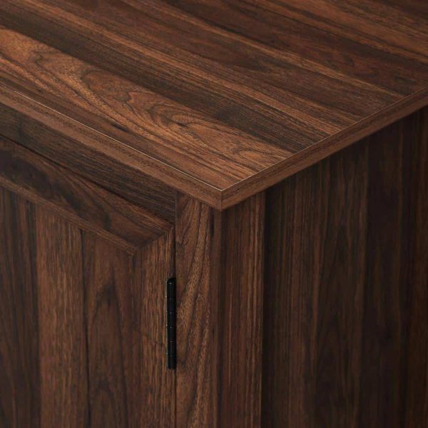 Furniture Company  70 in. Dark Walnut Composite TV Stand Fits TVs Up to 78 in. with Storage Doors - Image 4
