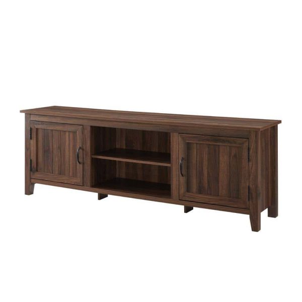 Furniture Company  70 in. Dark Walnut Composite TV Stand Fits TVs Up to 78 in. with Storage Doors - Image 8