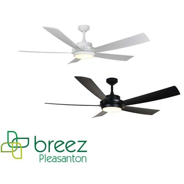 Breez Pleasanton 60 in. Dimmable LED Indoor/Outdoor Matte White Ceiling Fan with Remote, 6 Speeds, 5 Blades, Reversible Motor - Image 4