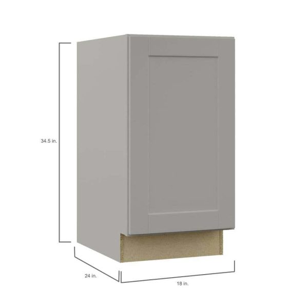 Bay Shaker 18 in. W x 24 in. D x 34.5 in. H Assembled Pull-Out Waste Bin Base Kitchen Cabinet in Dove Gray - Image 3