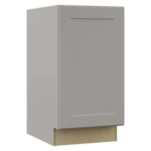 Bay Shaker 18 in. W x 24 in. D x 34.5 in. H Assembled Pull-Out Waste Bin Base Kitchen Cabinet in Dove Gray