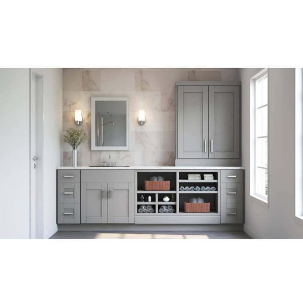 Bay Shaker 18 in. W x 24 in. D x 34.5 in. H Assembled Pull-Out Waste Bin Base Kitchen Cabinet in Dove Gray - Image 6