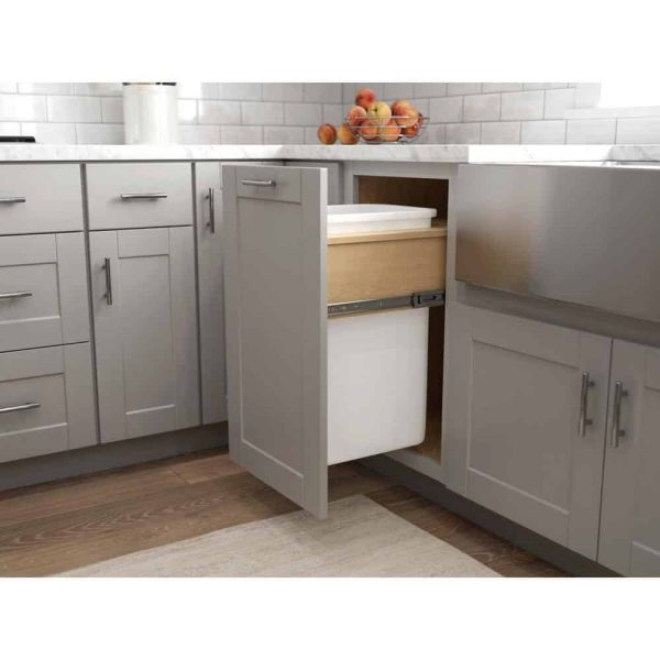 Bay Shaker 18 in. W x 24 in. D x 34.5 in. H Assembled Pull-Out Waste Bin Base Kitchen Cabinet in Dove Gray - Image 13