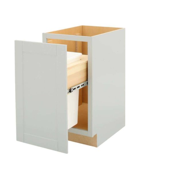 Bay Shaker 18 in. W x 24 in. D x 34.5 in. H Assembled Pull-Out Waste Bin Base Kitchen Cabinet in Dove Gray - Image 7