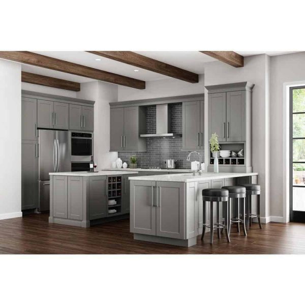 Bay Shaker 18 in. W x 24 in. D x 34.5 in. H Assembled Pull-Out Waste Bin Base Kitchen Cabinet in Dove Gray - Image 2