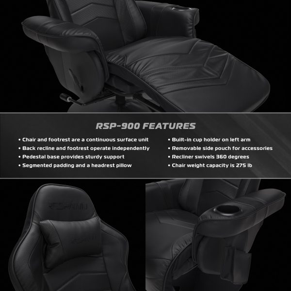 RESPAWN 900 Gaming Recliner   Reclining Gaming Chair with Footrest, Gaming Chair Recliner, Black - Image 3