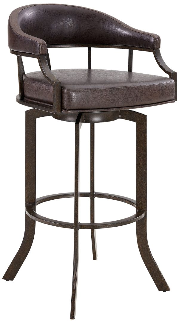 Edy 30  Brown Faux Leather Swivel Barstool - Image 6