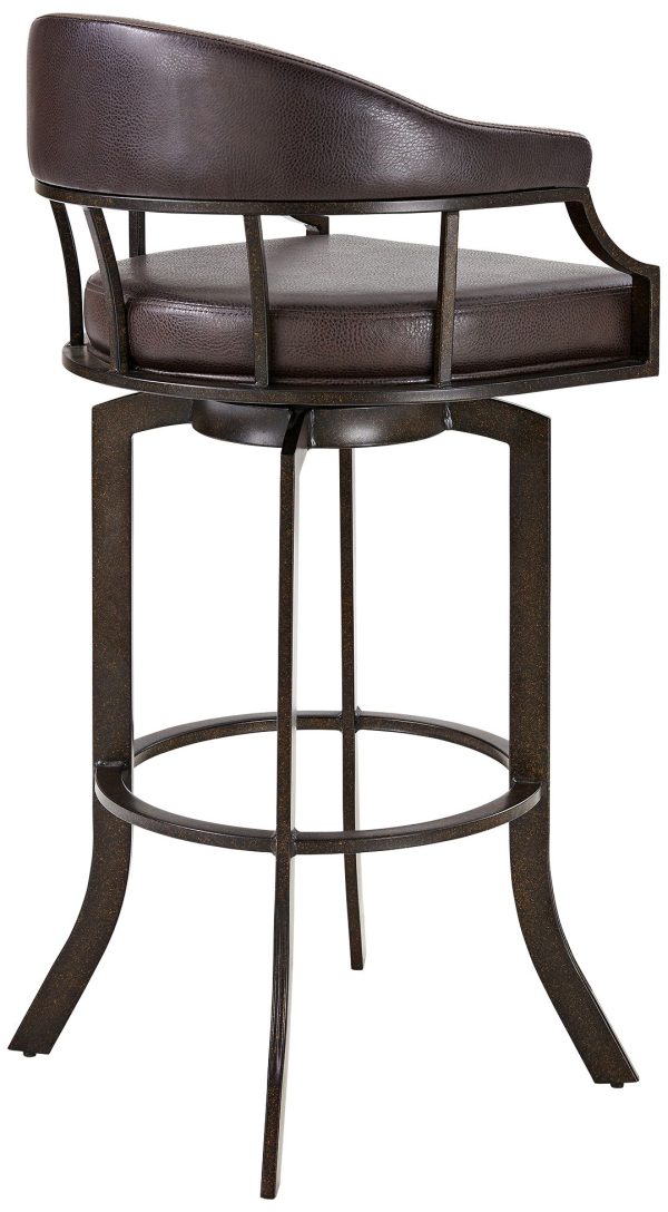 Edy 30  Brown Faux Leather Swivel Barstool - Image 5
