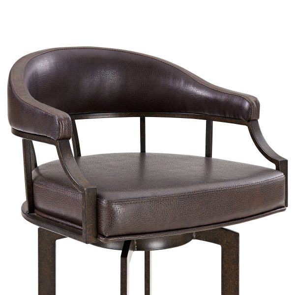 Edy 30  Brown Faux Leather Swivel Barstool - Image 4
