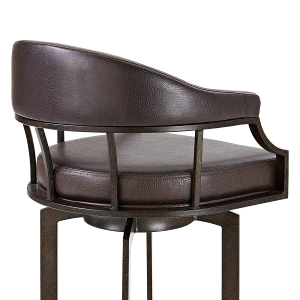 Edy 30  Brown Faux Leather Swivel Barstool - Image 3