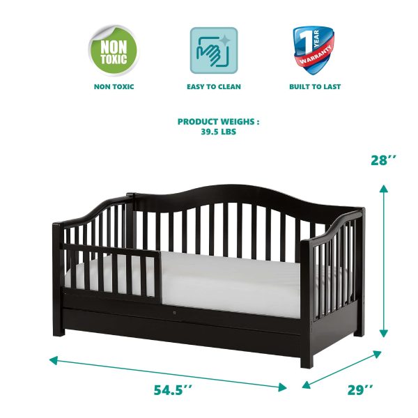 Dream on Me Toddler Day Bed with Storage, Black - Image 2
