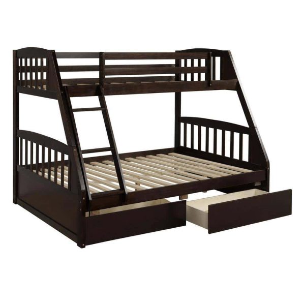 Bright Designs  Espresso Solid Wood Twin Over Full Bunk Bed with 2-Storage Drawers - Image 7
