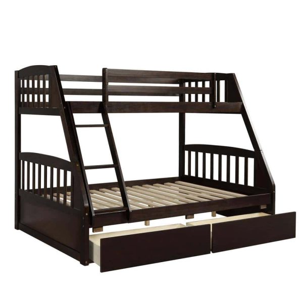 Bright Designs  Espresso Solid Wood Twin Over Full Bunk Bed with 2-Storage Drawers - Image 6