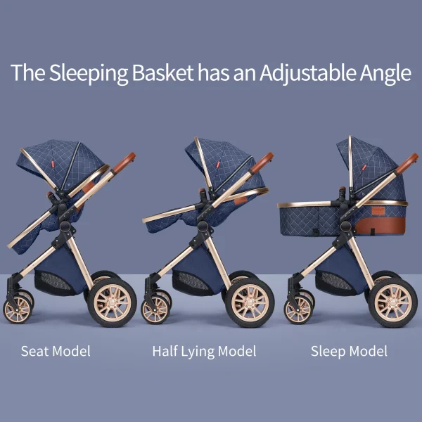 B.Childhood High Landscape Baby Stroller Folding Reversible Seat,Unisex,Blue - Image 11