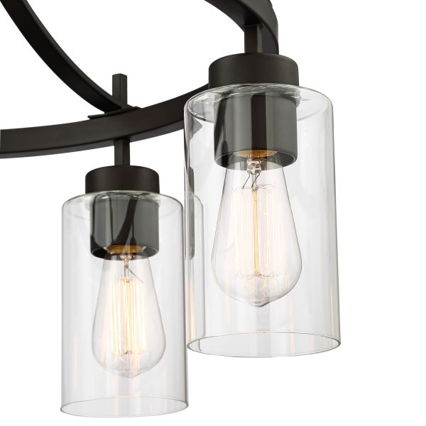 Caleb 23 3/4  Wide Bronze and Glass 5-Light Chandelier