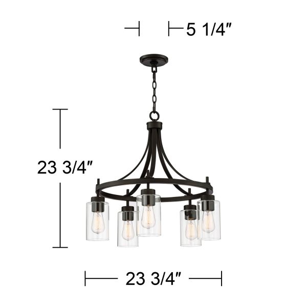 Caleb 23 3/4  Wide Bronze and Glass 5-Light Chandelier - Image 3