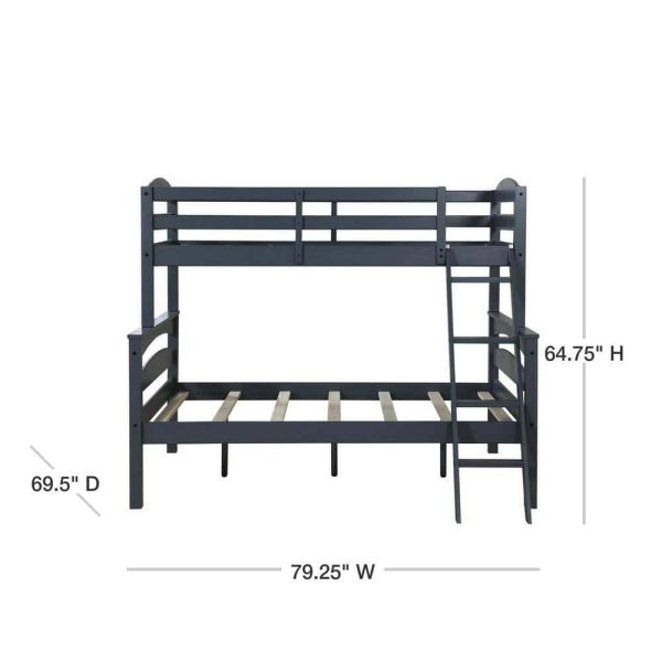 Dorel Living  Brady Twin Over Full Gray Wood Bunk Bed - Image 3