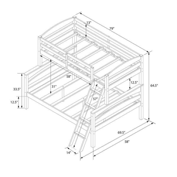 Dorel Living  Brady Twin Over Full Gray Wood Bunk Bed - Image 9