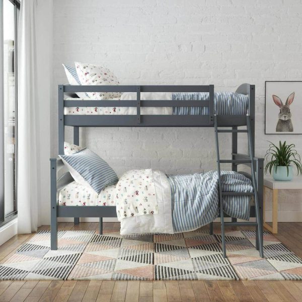 Dorel Living  Brady Twin Over Full Gray Wood Bunk Bed - Image 2