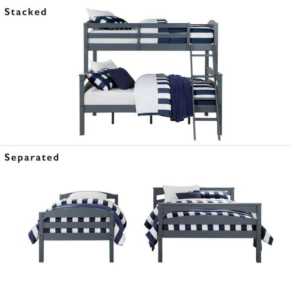 Dorel Living  Brady Twin Over Full Gray Wood Bunk Bed - Image 8