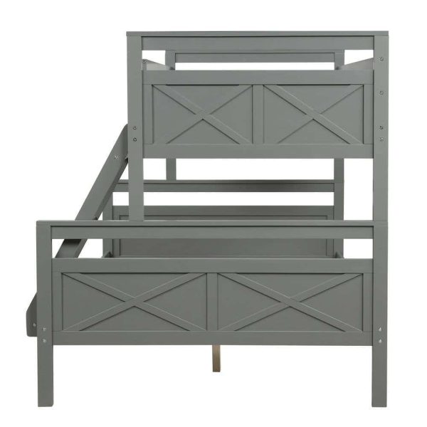 Bright Designs  Gray Twin Over Full Wood Bunk Bed with Ladder - Image 5