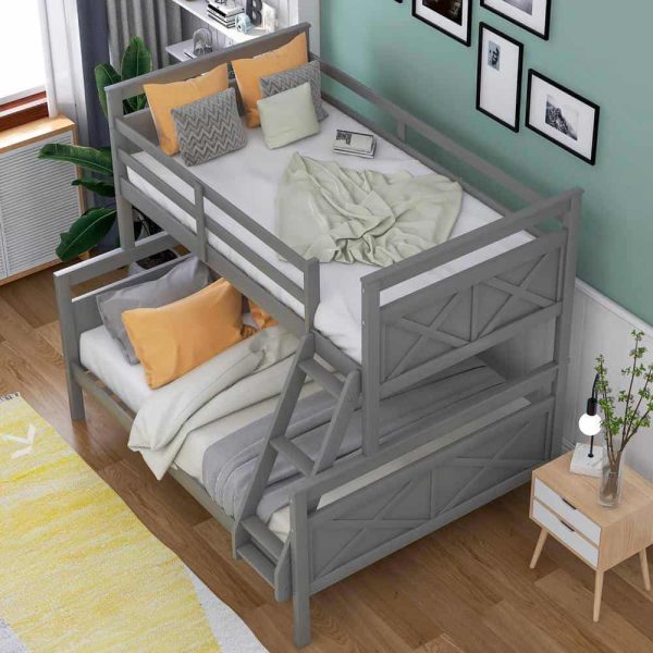 Bright Designs  Gray Twin Over Full Wood Bunk Bed with Ladder - Image 7
