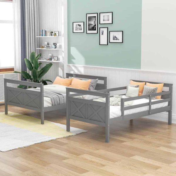 Bright Designs  Gray Twin Over Full Wood Bunk Bed with Ladder - Image 6