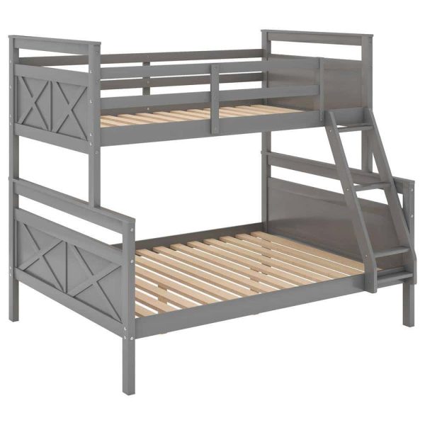 Bright Designs  Gray Twin Over Full Wood Bunk Bed with Ladder - Image 2