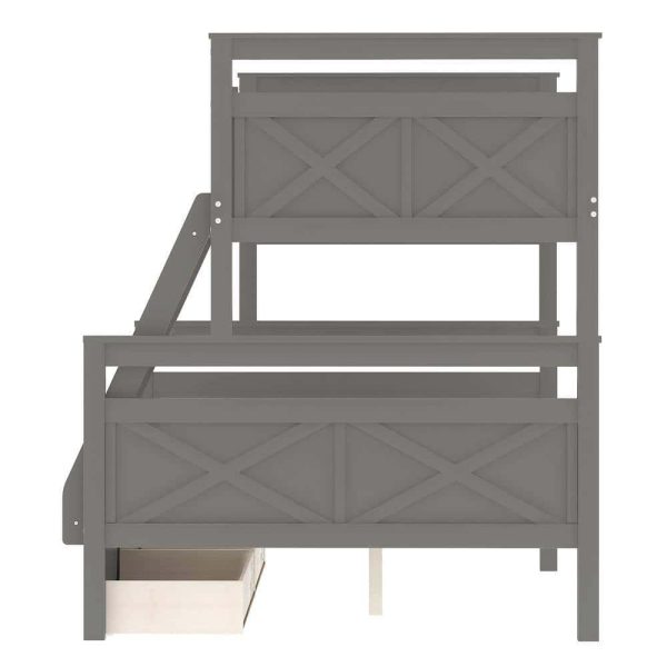 Bright Designs  Gray Twin Over Full Wood Bunk Bed with 2-Storage Drawers - Image 9