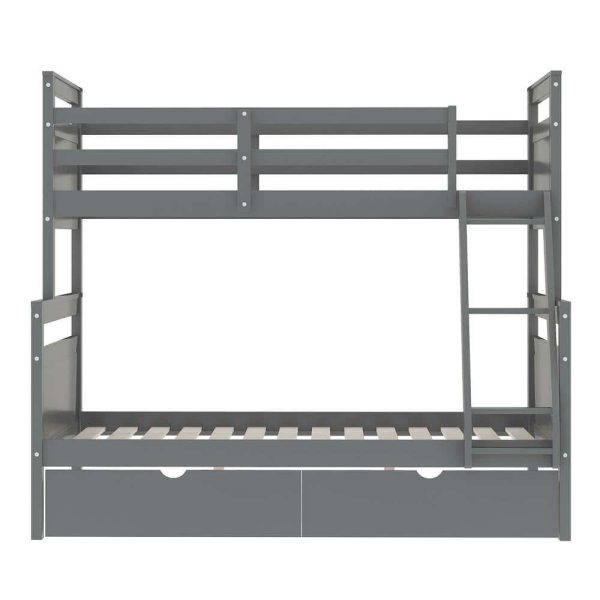 Bright Designs  Gray Twin Over Full Wood Bunk Bed with 2-Storage Drawers - Image 8