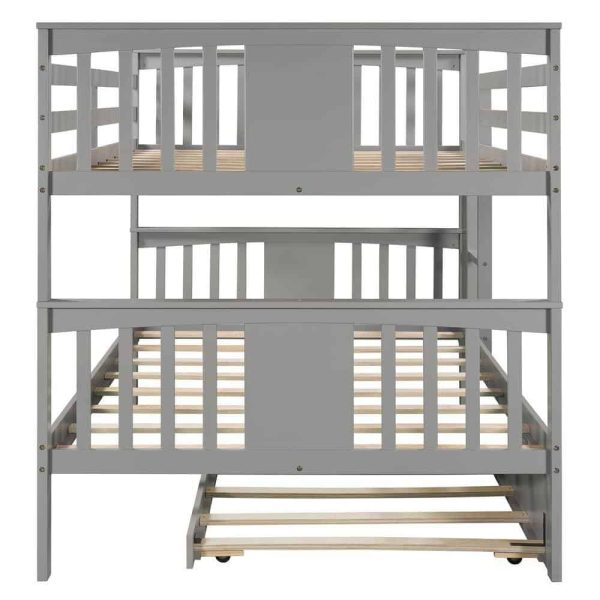 Bright Designs  Gray Full Wood Bunk Bed with Twin Size Trundle and Ladder - Image 6