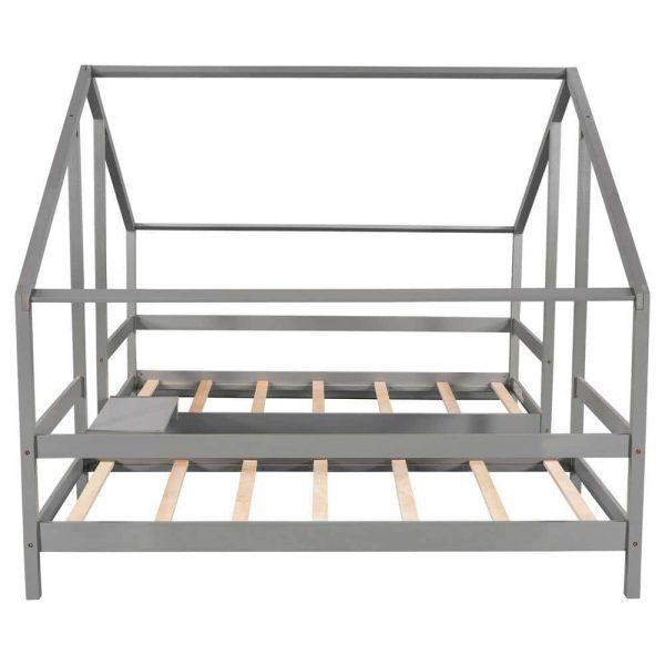 Bright Designs  Gray Twin Size Double Triangular House Beds with Built-in Table - Image 7