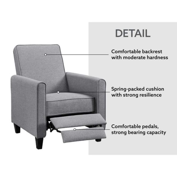 MAYKOOSH  Recliner Chair, Gray, Linen - Image 4