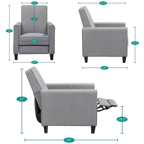 MAYKOOSH  Recliner Chair, Gray, Linen - Image 9