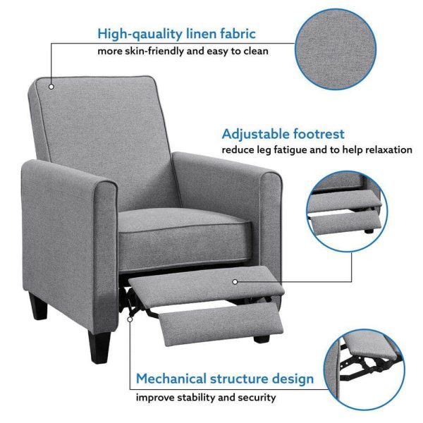 MAYKOOSH  Recliner Chair, Gray, Linen - Image 6