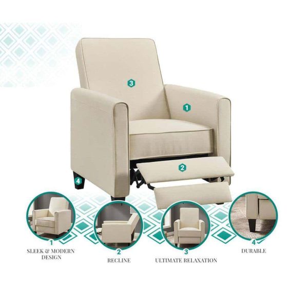 MAYKOOSH  Recliner Chair, Gray, Linen - Image 3