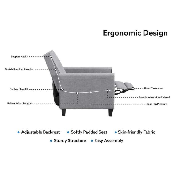 MAYKOOSH  Recliner Chair, Gray, Linen - Image 7