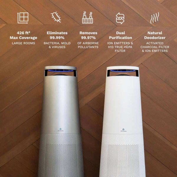 DH Lifelabs 591020320 Sciaire Plus HEPA 426 sq. ft. HEPA-True Tower Air Purifier in Grey with PlasmaShield Technology WiFi-Enabled - Image 8