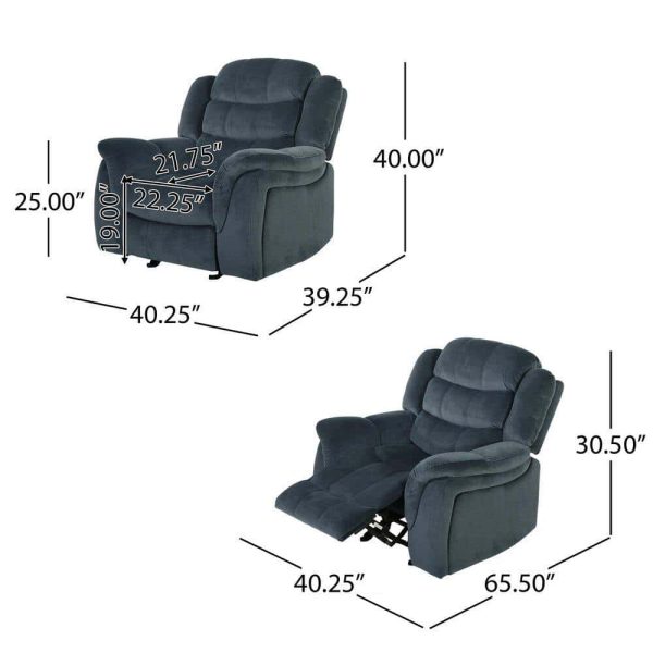 Hawthorne 39 in. Gray Polyester 3 Position Recliner - Image 6