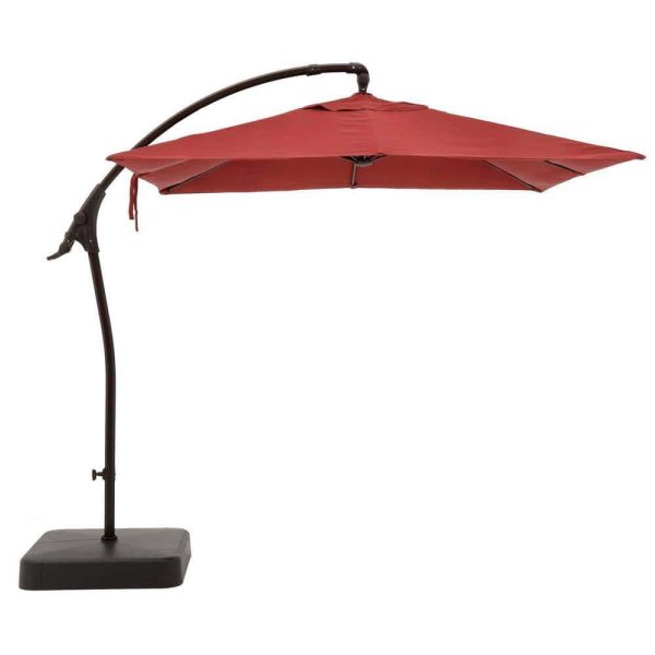Bay 8 ft. Square Aluminum and Steel Cantilever Offset Outdoor Patio Umbrella in Chili Red