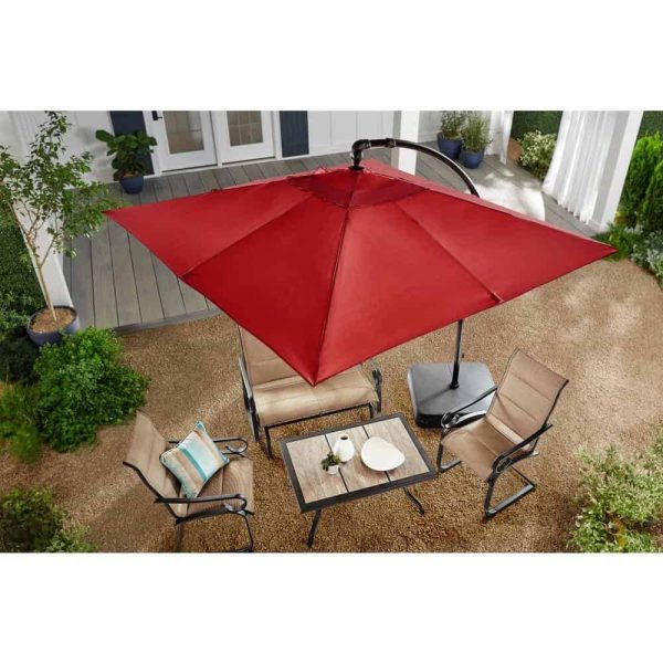 Bay 8 ft. Square Aluminum and Steel Cantilever Offset Outdoor Patio Umbrella in Chili Red - Image 8