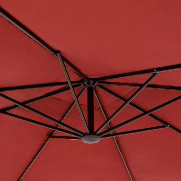 Bay 8 ft. Square Aluminum and Steel Cantilever Offset Outdoor Patio Umbrella in Chili Red - Image 4