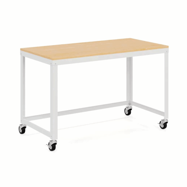 Space Solutions 48  Wide Mobile Metal Desk for Home Office with Maple Top   Space Solutions