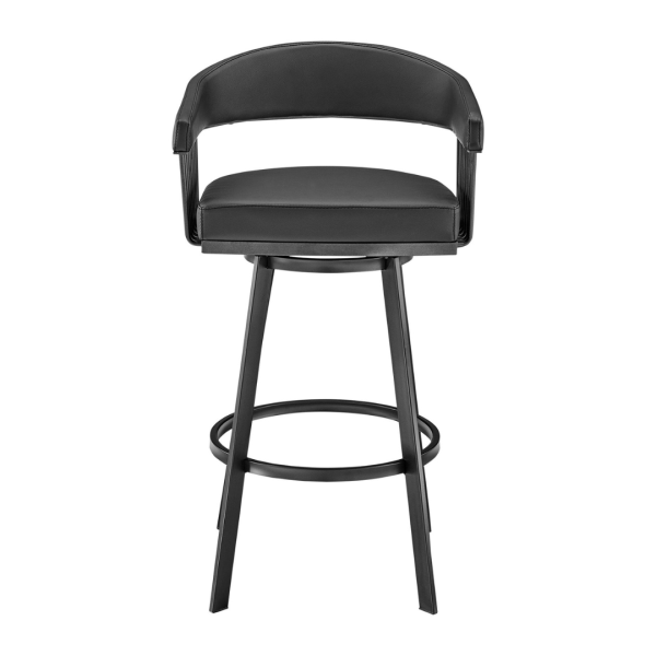 Chelsea 25  Black Faux Leather Metal Swivel Counter Stool