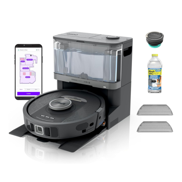 Robot Vacuum   Mop PowerDetect NeverTouch, Combo, Self-Emptying   Self-Refilling, 60-Day Debris Capacity with Pad Dry   Gaia Grey