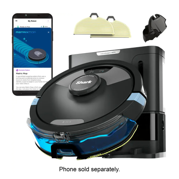 Matrix Plus 2-in-1 Robot Vacuum   Mop with Sonic Mopping, Matrix Clean, Home Mapping, HEPA Bagless Self Empty, WiFi   Black