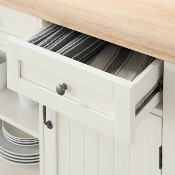 StyleWell  Bainport Ivory Wooden Kitchen Island with Natural Butcher Block Top and Storage (48  W) - Image 2